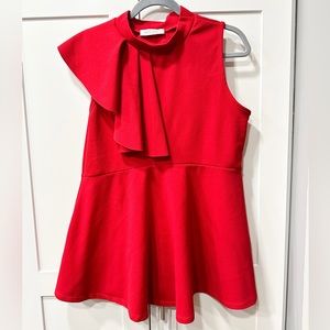 MyBump Red Erin Mock Neck Peplum Top